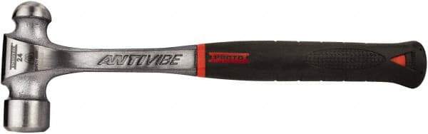 Proto - 1 Lb Head Steel Ball Pein Hammer - 12.87" Steel Handle with Grip, 1.31" Face Diam, 12-7/8" OAL, AntiVibe, Molded Textured Rubber Grip - USA Tool & Supply