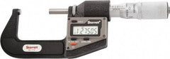 Starrett - 25.4 to 50.8 mm Range, 0.0001" Resolution, Standard Throat, Electronic Outside Micrometer - 0.0001" Accuracy, Friction Thimble, Micro Lapped Carbide Face, CR2450 Battery, Includes 3V Battery - USA Tool & Supply