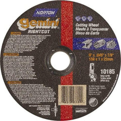 Norton - 6" Aluminum Oxide Cutoff Wheel - 0.045" Thick, 7/8" Arbor, Use with Die Grinders - USA Tool & Supply