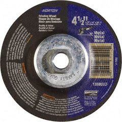 Norton - 24 Grit, 4-1/2" Wheel Diam, 1/4" Wheel Thickness, Type 27 Depressed Center Wheel - Aluminum Oxide - USA Tool & Supply