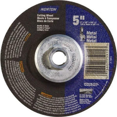 Norton - 24 Grit, 5" Wheel Diam, 5/8" Wheel Thickness, Type 27 Depressed Center Wheel - Aluminum Oxide - USA Tool & Supply