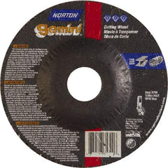 Norton - 46 Grit, 5" Wheel Diam, 3/32" Wheel Thickness, 7/8" Arbor Hole, Type 27 Depressed Center Wheel - Aluminum Oxide - USA Tool & Supply
