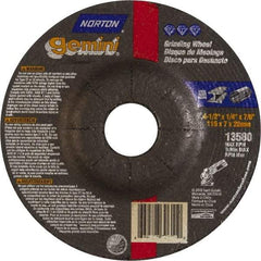 Norton - 6" Wheel Diam, 1/4" Wheel Thickness, 7/8" Arbor Hole, Type 27 Depressed Center Wheel - Aluminum Oxide, 10,185 Max RPM, Compatible with Angle Grinder - USA Tool & Supply