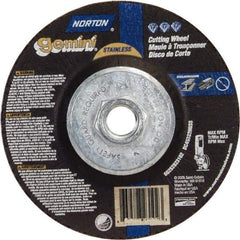Norton - 36 Grit, 4-1/2" Wheel Diam, 3/32" Wheel Thickness, Type 27 Depressed Center Wheel - Aluminum Oxide - USA Tool & Supply