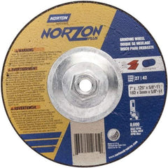 Norton - 36 Grit, 7" Wheel Diam, 3/32" Wheel Thickness, Type 27 Depressed Center Wheel - Zirconia Alumina - USA Tool & Supply