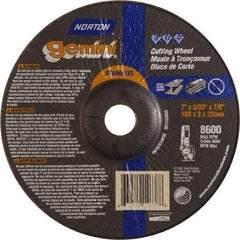 Norton - 36 Grit, 7" Wheel Diam, 3/32" Wheel Thickness, 7/8" Arbor Hole, Type 27 Depressed Center Wheel - Aluminum Oxide - USA Tool & Supply