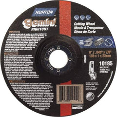 Norton - 46 Grit, 6" Wheel Diam, 7/8" Arbor Hole, Type 27 Depressed Center Wheel - Aluminum Oxide - USA Tool & Supply