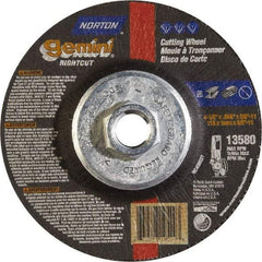 Norton - 46 Grit, 4-1/2" Wheel Diam, Type 27 Depressed Center Wheel - Aluminum Oxide - USA Tool & Supply