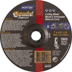 Norton - 46 Grit, 7" Wheel Diam, 7/8" Arbor Hole, Type 27 Depressed Center Wheel - Aluminum Oxide - USA Tool & Supply
