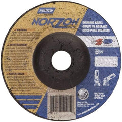 Norton - 24 Grit, 4" Wheel Diam, 1/8" Wheel Thickness, 3/8" Arbor Hole, Type 27 Depressed Center Wheel - Ceramic, 15,280 Max RPM - USA Tool & Supply