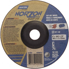 Norton - 46 Grit, 6" Wheel Diam, 7/8" Arbor Hole, Type 27 Depressed Center Wheel - USA Tool & Supply