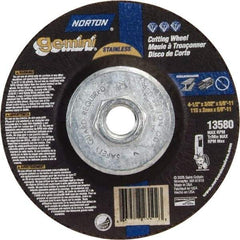 Norton - 36 Grit, 4-1/2" Wheel Diam, 3/32" Wheel Thickness, Type 27 Depressed Center Wheel - Aluminum Oxide - USA Tool & Supply