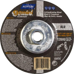 Norton - 24 Grit, 4-1/2" Wheel Diam, 1/8" Wheel Thickness, Type 27 Depressed Center Wheel - Aluminum Oxide, 13,580 Max RPM - USA Tool & Supply
