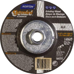 Norton - 24 Grit, 4-1/2" Wheel Diam, 1/4" Wheel Thickness, Type 27 Depressed Center Wheel - Aluminum Oxide, 13,580 Max RPM - USA Tool & Supply