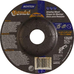 Norton - 24 Grit, 4-1/2" Wheel Diam, 1/4" Wheel Thickness, 7/8" Arbor Hole, Type 27 Depressed Center Wheel - Aluminum Oxide - USA Tool & Supply