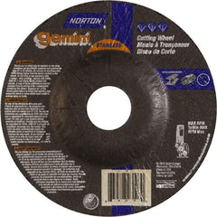 Norton - 36 Grit, 5" Wheel Diam, 3/32" Wheel Thickness, 7/8" Arbor Hole, Type 27 Depressed Center Wheel - Aluminum Oxide - USA Tool & Supply