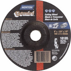 Norton - 36 Grit, 6" Wheel Diam, 1/8" Wheel Thickness, 7/8" Arbor Hole, Type 27 Depressed Center Wheel - Aluminum Oxide - USA Tool & Supply