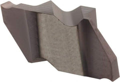 Hertel - 125IG Grade HC225, 3.18mm Cutting Width Carbide Grooving Insert - 0.11" Max Depth of Cut, Right Hand, .005 to .010" Corner Radius, TiAlN Finish - USA Tool & Supply