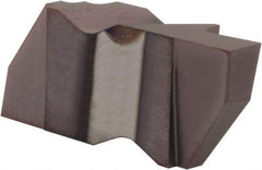 Hertel - 125IG Grade HC225, 3.18mm Cutting Width Carbide Grooving Insert - 0.18" Max Depth of Cut, Left Hand, .005 to .010" Corner Radius, TiAlN Finish - USA Tool & Supply