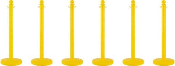 PRO-SAFE - 40" High, 2-1/2" Pole Diam, Warning Post - 14" Base Diam, Round Plastic Base, Yellow Plastic Post, For Outdoor Use - USA Tool & Supply