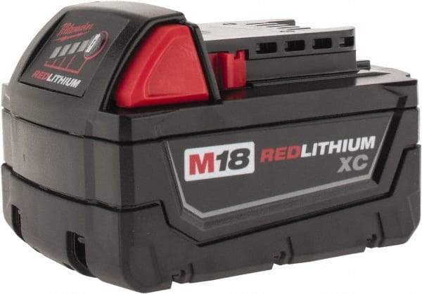 Milwaukee Tool - 18 Volt Lithium-Ion Power Tool Battery - 4 Ahr Capacity, 1-1/2 hr Charge Time, Series M18 XC RED - USA Tool & Supply