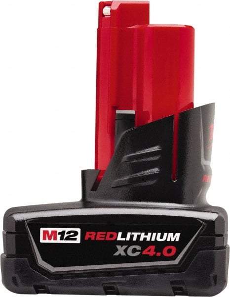 Milwaukee Tool - 12 Volt Lithium-Ion Power Tool Battery - 4 Ahr Capacity, 1-1/2 hr Charge Time, Series M12 XC RED - USA Tool & Supply