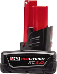 Milwaukee Tool - 12 Volt Lithium-Ion Power Tool Battery - 4 Ahr Capacity, 1-1/2 hr Charge Time, Series M12 XC RED - USA Tool & Supply