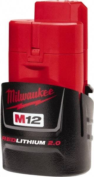 Milwaukee Tool - 12 Volt Lithium-Ion Power Tool Battery - 2 Ahr Capacity, 45 min Charge Time, Series M12 RED - USA Tool & Supply