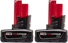 Milwaukee Tool - 12 Volt Lithium-Ion Power Tool Battery - 3 Ahr Capacity, 1 hr Charge Time, Series M12 XC RED - USA Tool & Supply