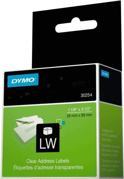 Dymo - 3-1/2" Long, Clear Label Printer Cartridge - For DYMO LabelWriter Printers - USA Tool & Supply