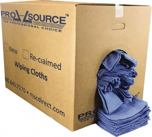 PRO-SOURCE - 25 Inch Long x 16 Inch Wide Virgin Cotton Rags - Blue, Huck, Lint Free, 50 Lbs. at 5 to 7 per Pound, Box - USA Tool & Supply