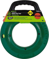 Greenlee - 100 Ft. Long x 3/16 Inch Wide, Nylon Fish Tape - 250 Lb. Pulling Strength, Includes Case - USA Tool & Supply