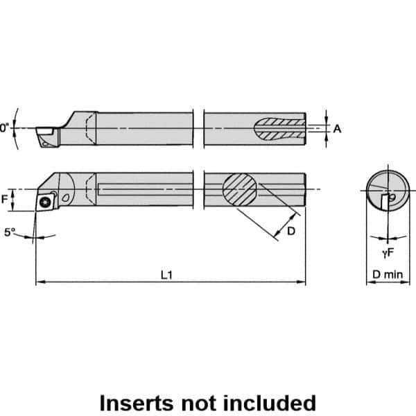 Kennametal - 20mm Min Bore Diam, 202.55mm OAL, 16mm Shank Diam, L-SCLP Indexable Boring Bar - 28.57mm Max Bore Depth, CP.. 09T308 Insert, Screw Holding Method - USA Tool & Supply