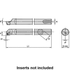 Kennametal - 20mm Min Bore Diam, 202.55mm OAL, 16mm Shank Diam, L-SCLP Indexable Boring Bar - 28.57mm Max Bore Depth, CP.. 09T308 Insert, Screw Holding Method - USA Tool & Supply