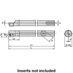 Kennametal - 11mm Min Bore Diam, 124.75mm OAL, 8mm Shank Diam, L-STFP Indexable Boring Bar - 19.12mm Max Bore Depth, TP.. 090204 Insert, Screw Holding Method - USA Tool & Supply