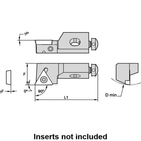 Kennametal - Series Screw-On, Left Hand, STGP Toolholder Compatibility, TP.. Insert Compatibility, Indexable Turning Cartridge - Screw Holding Method, 50mm OAL x 10mm OAW x 14.75mm OAH - USA Tool & Supply