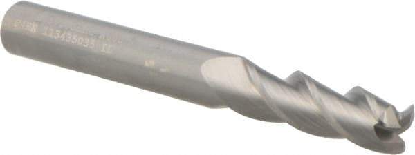 Kennametal - 3/8", 3 Flute, Single End, Solid Carbide, 0.06" Corner Radius End Mill - 3-1/2" OAL, 37° Helix, Right Hand Flute, 1-1/4" LOC, Right Hand Cut - USA Tool & Supply