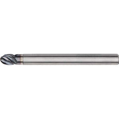 Kennametal - 10mm Diam, 10mm LOC, 4 Flute Solid Carbide Ball End Mill - AlTiN Finish, Single End, 121mm OAL, 10mm Shank Diam, Spiral Flute - USA Tool & Supply