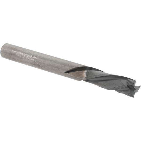 Kennametal - 1/4" Cutting Diam x 3/4" Length of Cut, 3 Flute, Compression Spiral Router Bit - Diamond Coated, Right Hand Cut, Solid Carbide, 2-1/2" OAL x 1/4" Shank Diam, Double Edge, 25° Helix Angle - USA Tool & Supply