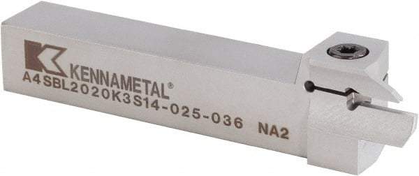 Kennametal - A4SB, External, Left Hand, 12mm Max Depth of Cut, 2mm Min Groove Width, Indexable Grooving Tool Holder - A4G0200M2SP02B Insert Compatibility, 20mm Shank Height, 20mm Shank Width, 125.3mm OAL - USA Tool & Supply