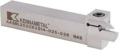 Kennametal - A4SB, External, Left Hand, 12mm Max Depth of Cut, 2mm Min Groove Width, Indexable Grooving Tool Holder - A4G0200M2SP02B Insert Compatibility, 20mm Shank Height, 20mm Shank Width, 125.3mm OAL - USA Tool & Supply