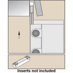 Kennametal - External Thread, 0.5512" Max Depth of Cut, 2mm Min Groove Width, 150mm OAL, Left Hand Indexable Grooving Cutoff Toolholder - 25mm Shank Height x 25mm Shank Width, A4G0200M02P02B Insert Style, A4SM Toolholder Style, Series A4 - USA Tool & Supply