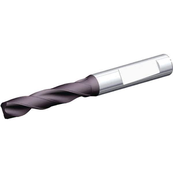 Kennametal - 8.2mm 140° Spiral Flute Solid Carbide Screw Machine Drill Bit - Multilayer TiAlN Finish, Right Hand Cut, 47mm Flute Length, 89mm OAL, Standard Point, Whistle Notch Shank - USA Tool & Supply