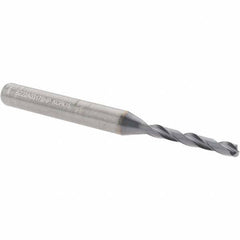 Kennametal - 1/8" 135° Solid Carbide Jobber Drill - Multilayer TiAlN Finish, Right Hand Cut, Spiral Flute, Straight Shank, 66mm OAL, Standard Point - USA Tool & Supply