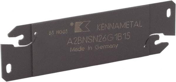 Kennametal - 1.0236" Blade Height, 0.0709" Blade Width, 3.5531" OAL, Neutral Cut, Double End Indexable Cut-Off Blade - 15mm Max Depth of Cut, A2BNSN Blade, A2 Cut-Off Series - USA Tool & Supply