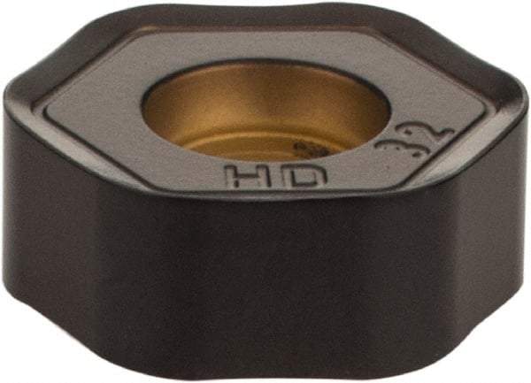 Kennametal - HNPJ438 HD Grade KCPM20 Carbide Milling Insert - TiN/MT/TiCN/Al2O3 Finish, 0.1741" Thick, 12mm Inscribed Circle, 3.2mm Corner Radius - USA Tool & Supply