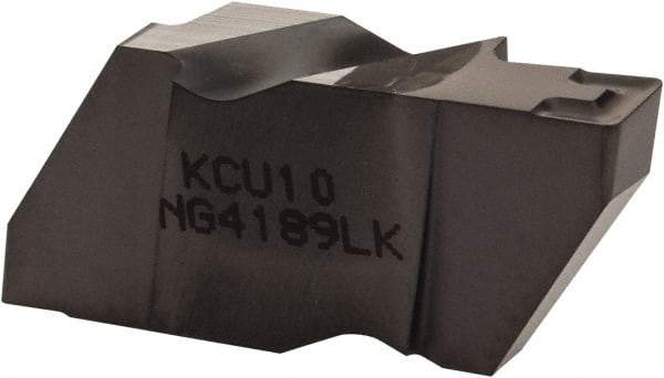 Kennametal - 4189NG K Grade KCU10, 4.8mm Cutting Width Carbide Grooving Insert - 6.35mm Max Depth of Cut, Left Hand, 0.57mm Corner Radius, AlTiN Finish - USA Tool & Supply