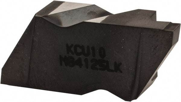 Kennametal - 4125NG K Grade KCU10, 3.18mm Cutting Width Carbide Grooving Insert - 3.81mm Max Depth of Cut, Left Hand, 0.19mm Corner Radius, AlTiN Finish - USA Tool & Supply