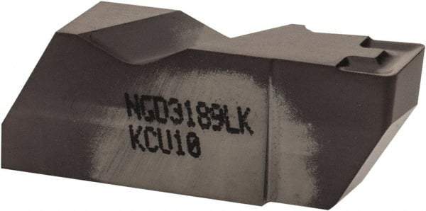 Kennametal - 3189NGD K Grade KCU10, 4.8mm Cutting Width Carbide Grooving Insert - 6.35mm Max Depth of Cut, Left Hand, 0.57mm Corner Radius, AlTiN Finish - USA Tool & Supply
