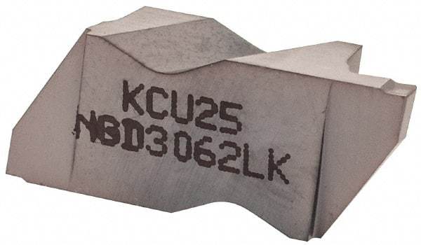Kennametal - 3062NGD K Grade KCU25, 1.58mm Cutting Width Carbide Grooving Insert - 3.18mm Max Depth of Cut, Left Hand, 0.19mm Corner Radius, AlTiN Finish - USA Tool & Supply